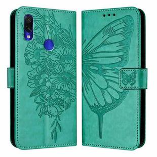 For Xiaomi Redmi Note 7/Note 7S/Note 7 Pro Embossed Butterfly Leather Phone Case(Green)