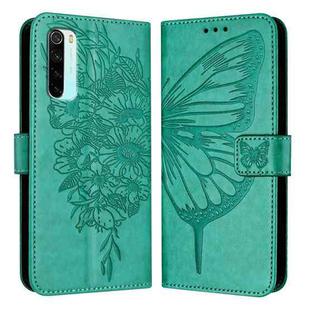 For Xiaomi Redmi Note 8 Embossed Butterfly Leather Phone Case(Green)