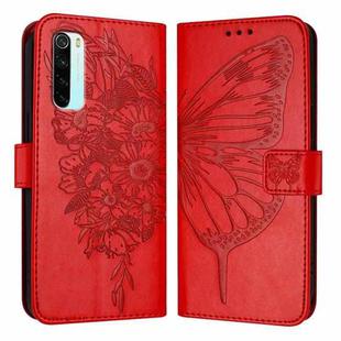 For Xiaomi Redmi Note 8 Embossed Butterfly Leather Phone Case(Red)