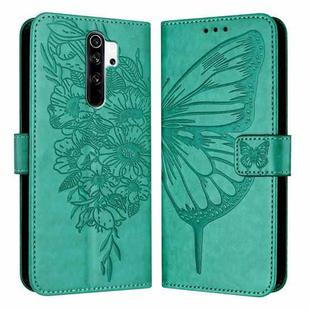 For Xiaomi Redmi Note 8 Pro Embossed Butterfly Leather Phone Case(Green)