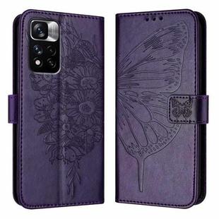 For Xiaomi Redmi Note 11 Pro+ 5G EU Embossed Butterfly Leather Phone Case(Dark Purple)
