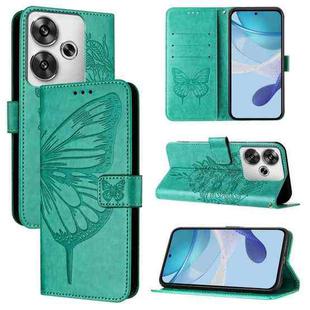 For Xiaomi Poco F6 Embossed Butterfly Leather Phone Case(Green)