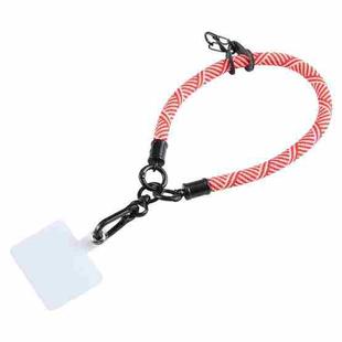 Universal Phone Diagonal Pattern Short Wrist Lanyard(Red Pink)