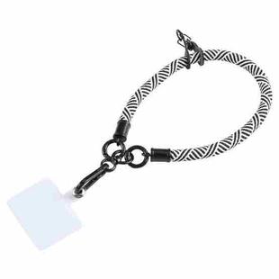 Universal Phone Diagonal Pattern Short Wrist Lanyard(Black White)