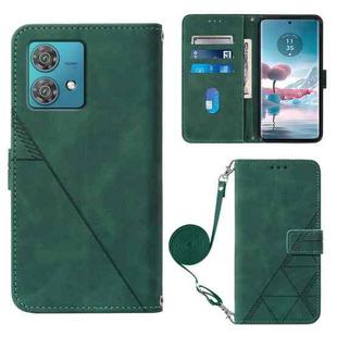 For Motorola Edge 40 Neo Crossbody 3D Embossed Flip Leather Phone Case(Dark Green)