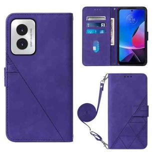 For Motorola Moto G Play 4G 2024 Crossbody 3D Embossed Flip Leather Phone Case(Purple)