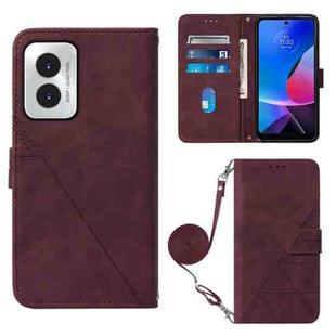 For Motorola Moto G Play 4G 2024 Crossbody 3D Embossed Flip Leather Phone Case(Wine Red)