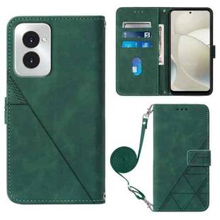 For Motorola Moto G Power 5G 2024 Crossbody 3D Embossed Flip Leather Phone Case(Dark Green)