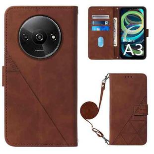 For Xiaomi Redmi A3 Crossbody 3D Embossed Flip Leather Phone Case(Brown)