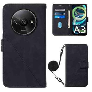 For Xiaomi Redmi A3 Crossbody 3D Embossed Flip Leather Phone Case(Black)