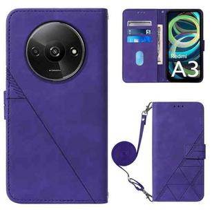 For Xiaomi Redmi A3 Crossbody 3D Embossed Flip Leather Phone Case(Purple)