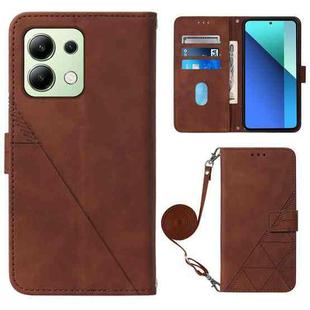 For Xiaomi Redmi Note 13 4G Global Crossbody 3D Embossed Flip Leather Phone Case(Brown)