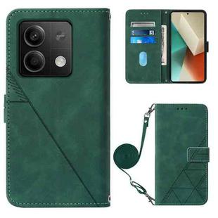 For Xiaomi Redmi Note 13 5G Global Crossbody 3D Embossed Flip Leather Phone Case(Dark Green)