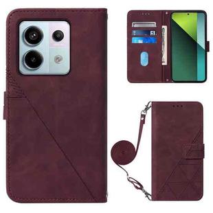 For Xiaomi Redmi Note 13 Pro 5G Global Crossbody 3D Embossed Flip Leather Phone Case(Wine Red)