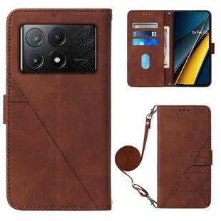 For Xiaomi Poco X6 Pro Crossbody 3D Embossed Flip Leather Phone Case(Brown)