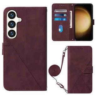 For Samsung Galaxy S24 5G Crossbody 3D Embossed Flip Leather Phone Case(Wine Red)