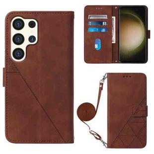 For Samsung Galaxy S24 Ultra 5G Crossbody 3D Embossed Flip Leather Phone Case(Brown)
