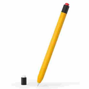 For Apple Pencil 1 Retro Pencil Style Liquid Silicone Stylus Case(Yellow)