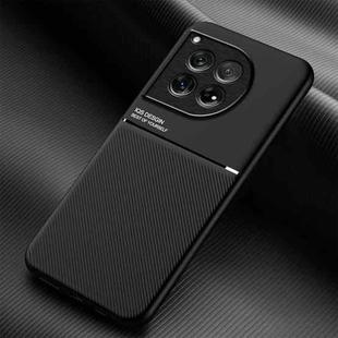 For OnePlus 12 Classic Tilt Strip Grain Magnetic Shockproof PC + TPU Phone Case(Black)