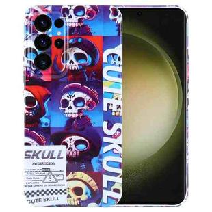 For Samsung Galaxy S23 Ultra 5G Painted Pattern Precise Hole PC Phone Case(Cute Skull)