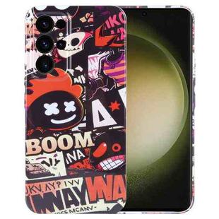 For Samsung Galaxy S23 Ultra 5G Painted Pattern Precise Hole PC Phone Case(Orange Comics)