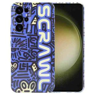 For Samsung Galaxy S23 Ultra 5G Painted Pattern Precise Hole PC Phone Case(Blue SCR)