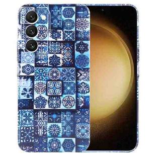 For Samsung Galaxy S23+ 5G Painted Pattern Precise Hole PC Phone Case(Green Plaid)