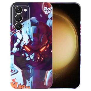 For Samsung Galaxy S23+ 5G Painted Pattern Precise Hole PC Phone Case(Orange Robot)