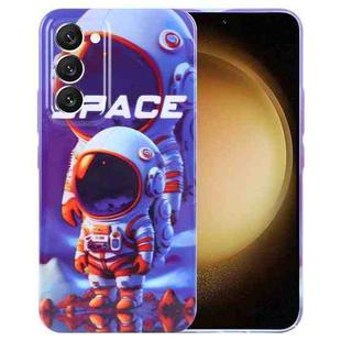 For Samsung Galaxy S23+ 5G Painted Pattern Precise Hole PC Phone Case(Orange White Astronaut)