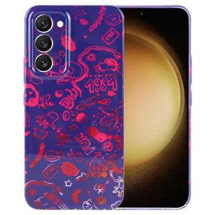 For Samsung Galaxy S23+ 5G Painted Pattern Precise Hole PC Phone Case(Black Red Graffiti)