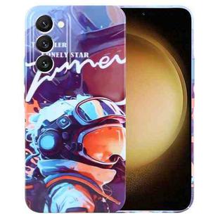 For Samsung Galaxy S23+ 5G Painted Pattern Precise Hole PC Phone Case(Orange Paint Astronaut)