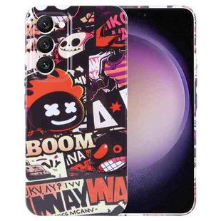 For Samsung Galaxy S23 5G Painted Pattern Precise Hole PC Phone Case(Orange Comics)