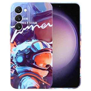 For Samsung Galaxy S23 5G Painted Pattern Precise Hole PC Phone Case(Orange Paint Astronaut)