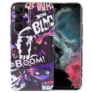 For Samsung Galaxy S22 Ultra 5G Painted Pattern Precise Hole PC Phone Case(Comics Umbrella Boy)