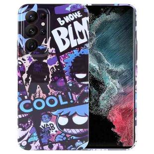 For Samsung Galaxy S22 Ultra 5G Painted Pattern Precise Hole PC Phone Case(Purple Comics)