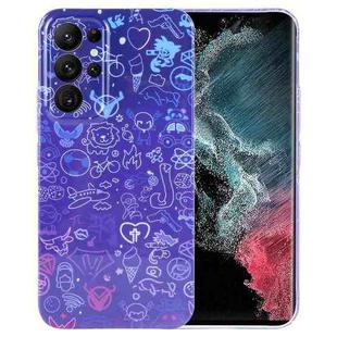 For Samsung Galaxy S22 Ultra 5G Painted Pattern Precise Hole PC Phone Case(Red Blue Graffiti)