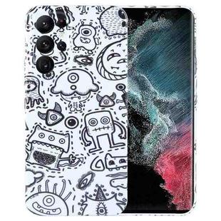 For Samsung Galaxy S22 Ultra 5G Painted Pattern Precise Hole PC Phone Case(Block Monster)