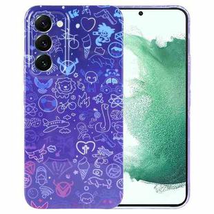 For Samsung Galaxy S22+ 5G Painted Pattern Precise Hole PC Phone Case(Blue Purple Graffiti)