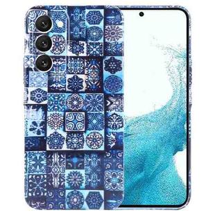 For Samsung Galaxy S22 5G Painted Pattern Precise Hole PC Phone Case(Green Plaid)
