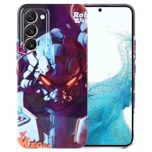For Samsung Galaxy S22 5G Painted Pattern Precise Hole PC Phone Case(Orange Robot)