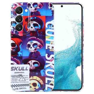 For Samsung Galaxy S22 5G Painted Pattern Precise Hole PC Phone Case(Cute Skull)