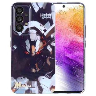 For Samsung Galaxy A73 5G Painted Pattern Precise Hole PC Phone Case(Grey Robot)