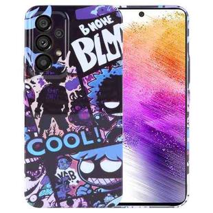 For Samsung Galaxy A73 5G Painted Pattern Precise Hole PC Phone Case(Purple Comics)