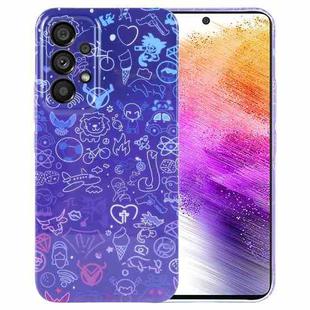 For Samsung Galaxy A73 5G Painted Pattern Precise Hole PC Phone Case(Red Blue Graffiti)