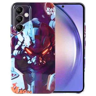 For Samsung Galaxy A54 5G Painted Pattern Precise Hole PC Phone Case(Orange Robot)