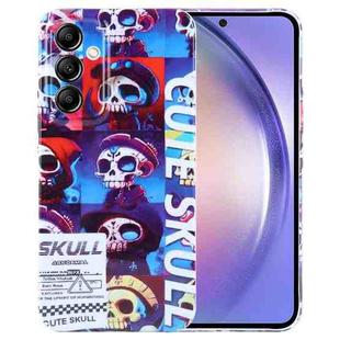 For Samsung Galaxy A54 5G Painted Pattern Precise Hole PC Phone Case(Cute Skull)