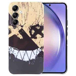 For Samsung Galaxy A54 5G Painted Pattern Precise Hole PC Phone Case(Black Yellow Smiling)