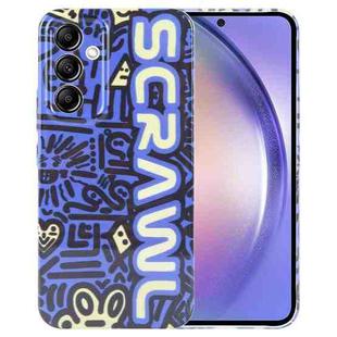For Samsung Galaxy A54 5G Painted Pattern Precise Hole PC Phone Case(Blue SCR)