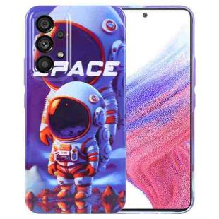 For Samsung Galaxy A53 5G Painted Pattern Precise Hole PC Phone Case(Orange White Astronaut)