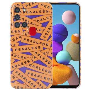 For Samsung Galaxy A21s Painted Pattern Precise Hole PC Phone Case(Orange Label)